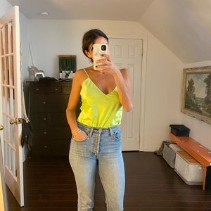 Zara Lime green spaghetti straps tank top